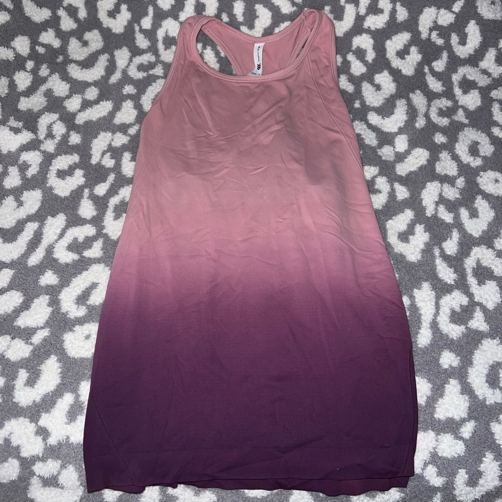 pink and purple workout top